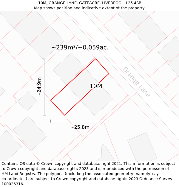 10M, GRANGE LANE, GATEACRE, LIVERPOOL, L25 4SB: Plot and title map