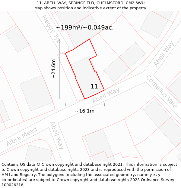 11, ABELL WAY, SPRINGFIELD, CHELMSFORD, CM2 6WU: Plot and title map