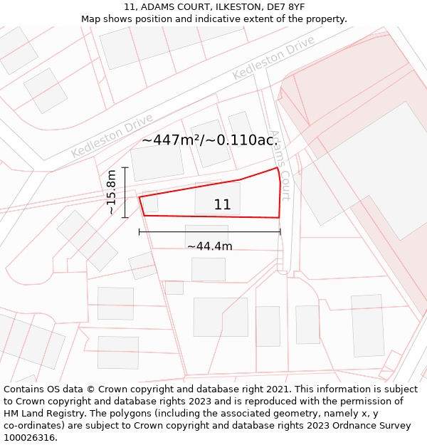 11, ADAMS COURT, ILKESTON, DE7 8YF: Plot and title map