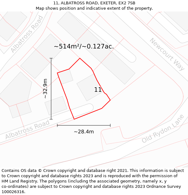 11, ALBATROSS ROAD, EXETER, EX2 7SB: Plot and title map