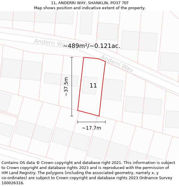 11, ANDERRI WAY, SHANKLIN, PO37 7EF: Plot and title map