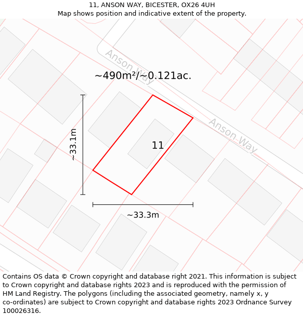 11, ANSON WAY, BICESTER, OX26 4UH: Plot and title map