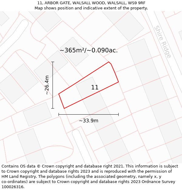 11, ARBOR GATE, WALSALL WOOD, WALSALL, WS9 9RF: Plot and title map