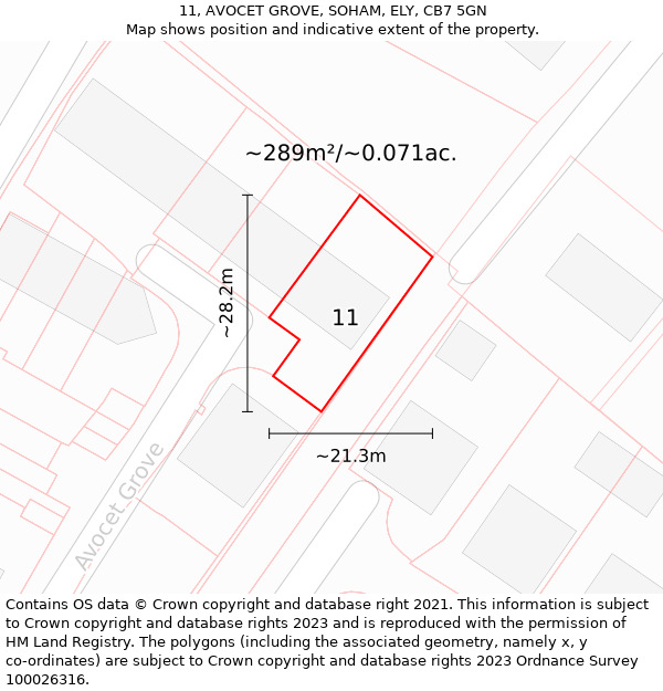 11, AVOCET GROVE, SOHAM, ELY, CB7 5GN: Plot and title map