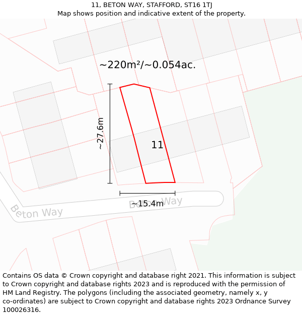 11, BETON WAY, STAFFORD, ST16 1TJ: Plot and title map