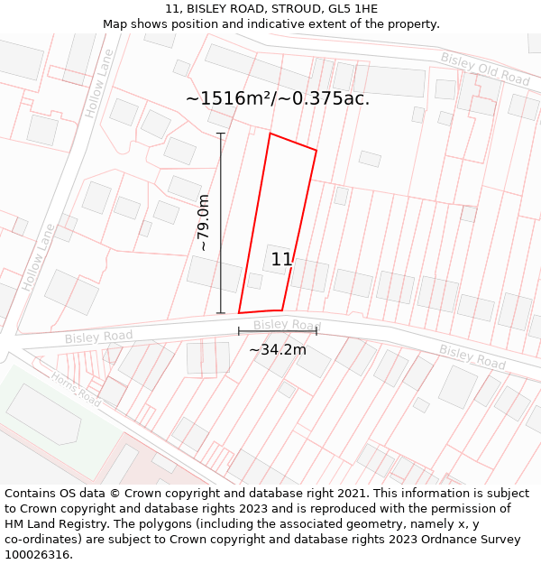 11, BISLEY ROAD, STROUD, GL5 1HE: Plot and title map