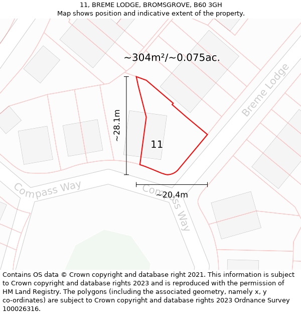 11, BREME LODGE, BROMSGROVE, B60 3GH: Plot and title map