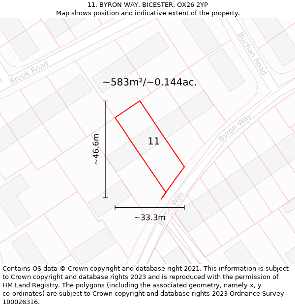 11, BYRON WAY, BICESTER, OX26 2YP: Plot and title map