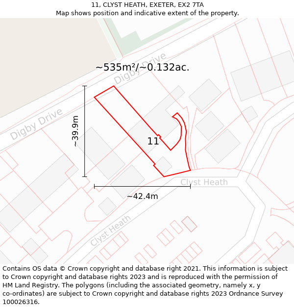 11, CLYST HEATH, EXETER, EX2 7TA: Plot and title map