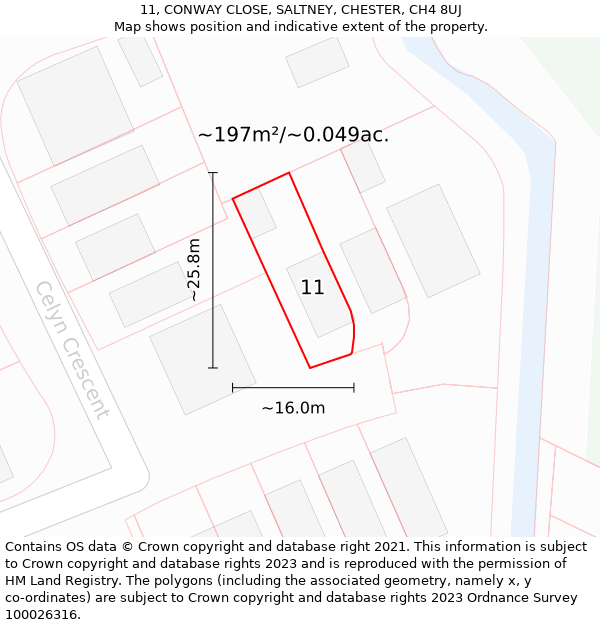 11, CONWAY CLOSE, SALTNEY, CHESTER, CH4 8UJ: Plot and title map