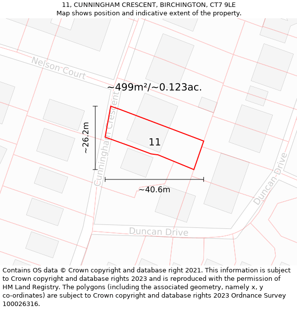 11, CUNNINGHAM CRESCENT, BIRCHINGTON, CT7 9LE: Plot and title map