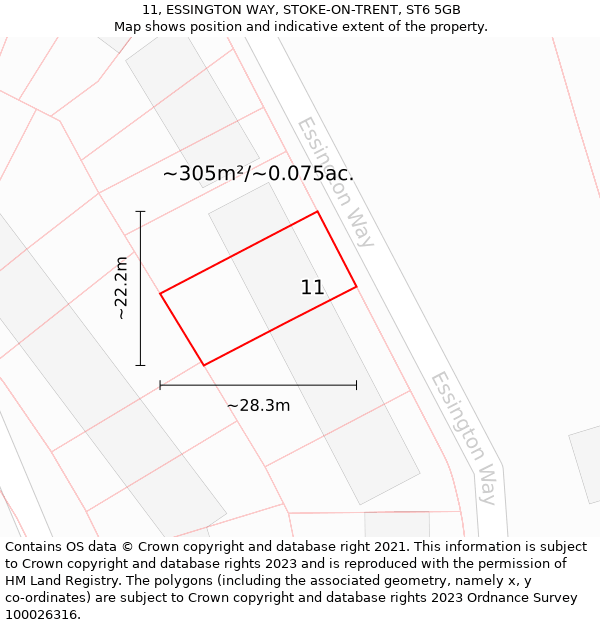 11, ESSINGTON WAY, STOKE-ON-TRENT, ST6 5GB: Plot and title map