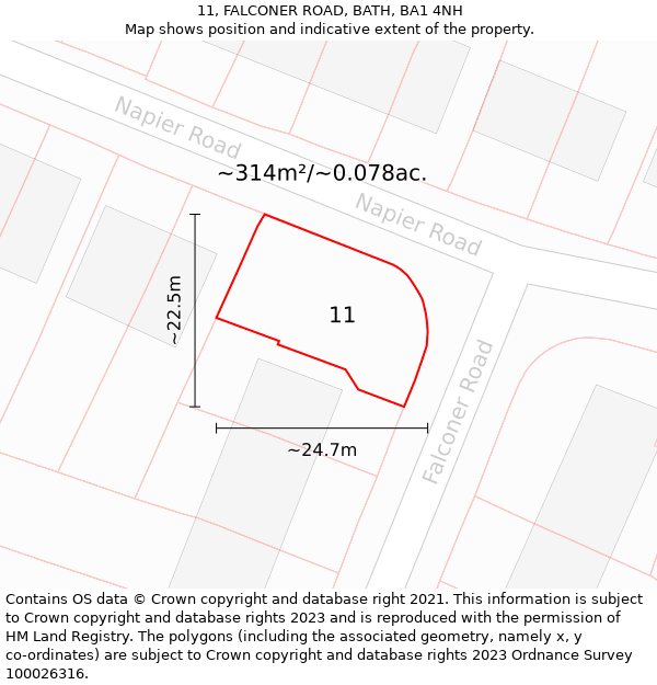 11, FALCONER ROAD, BATH, BA1 4NH: Plot and title map