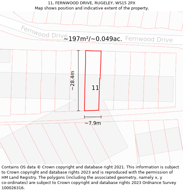 11, FERNWOOD DRIVE, RUGELEY, WS15 2PX: Plot and title map