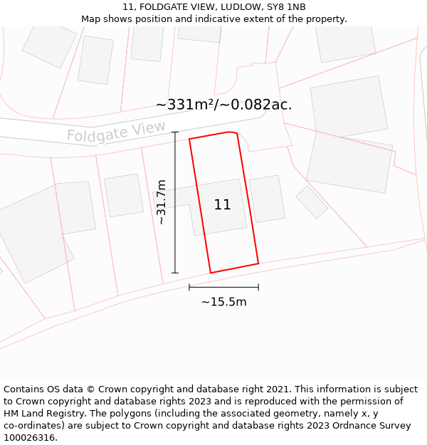 11, FOLDGATE VIEW, LUDLOW, SY8 1NB: Plot and title map