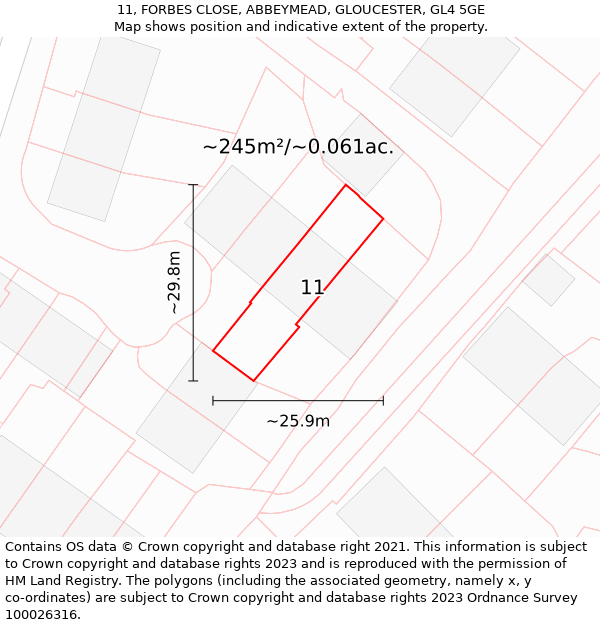 11, FORBES CLOSE, ABBEYMEAD, GLOUCESTER, GL4 5GE: Plot and title map