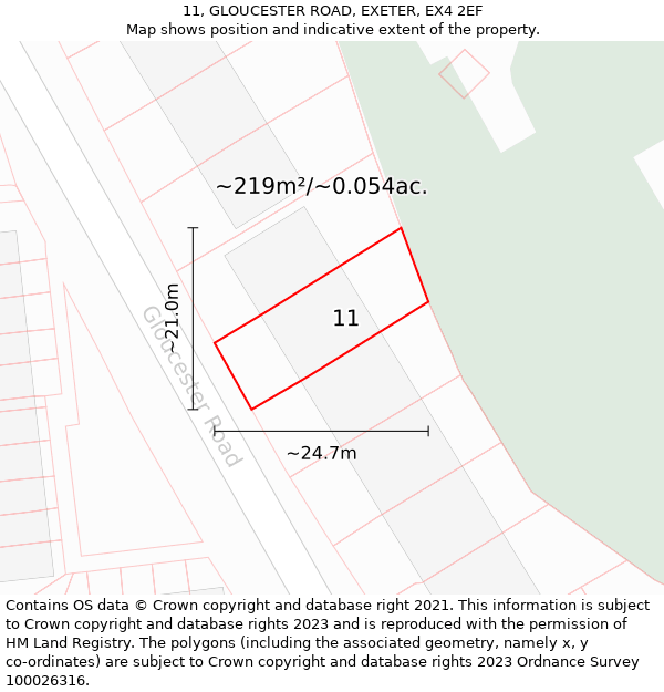 11, GLOUCESTER ROAD, EXETER, EX4 2EF: Plot and title map