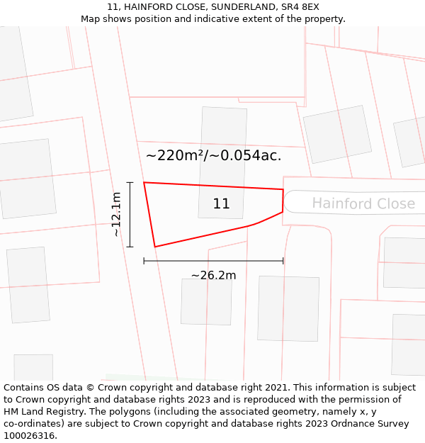 11, HAINFORD CLOSE, SUNDERLAND, SR4 8EX: Plot and title map