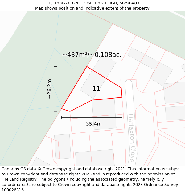 11, HARLAXTON CLOSE, EASTLEIGH, SO50 4QX: Plot and title map