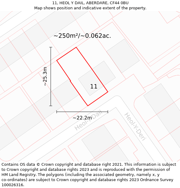 11, HEOL Y DAIL, ABERDARE, CF44 0BU: Plot and title map