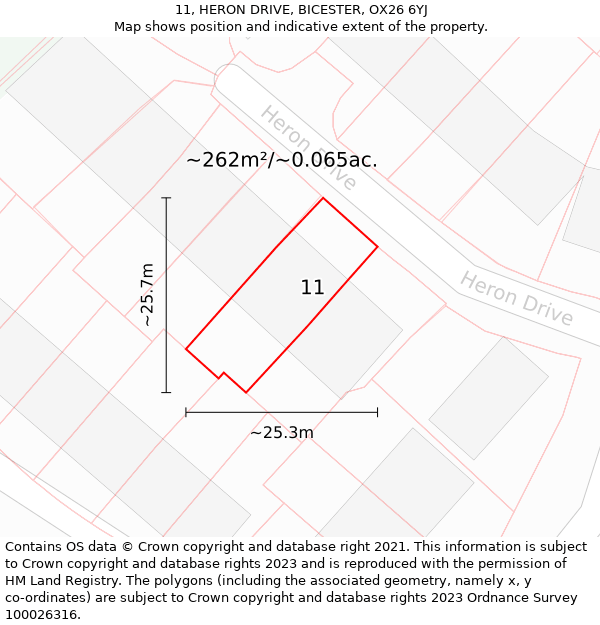 11, HERON DRIVE, BICESTER, OX26 6YJ: Plot and title map