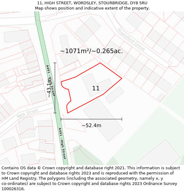 11, HIGH STREET, WORDSLEY, STOURBRIDGE, DY8 5RU: Plot and title map