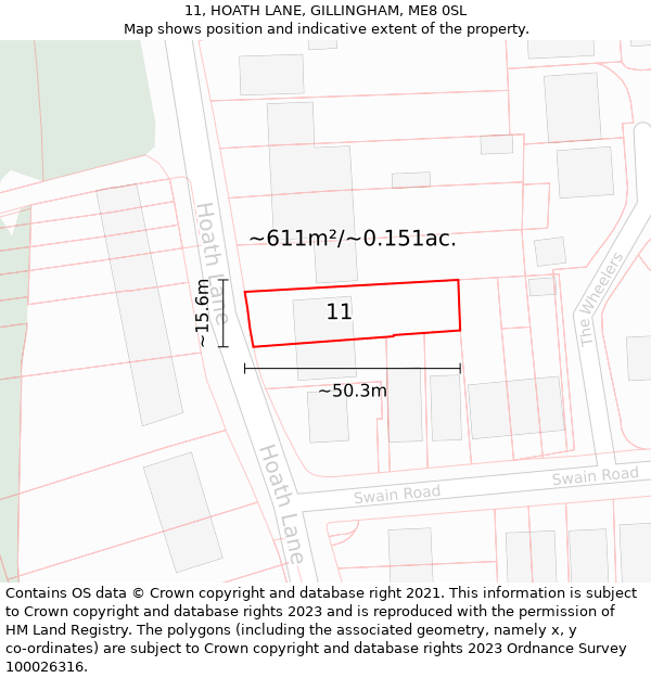 11, HOATH LANE, GILLINGHAM, ME8 0SL: Plot and title map