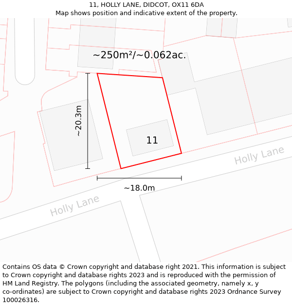 11, HOLLY LANE, DIDCOT, OX11 6DA: Plot and title map