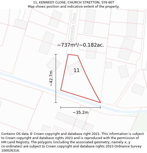 11, KENNEDY CLOSE, CHURCH STRETTON, SY6 6ET: Plot and title map