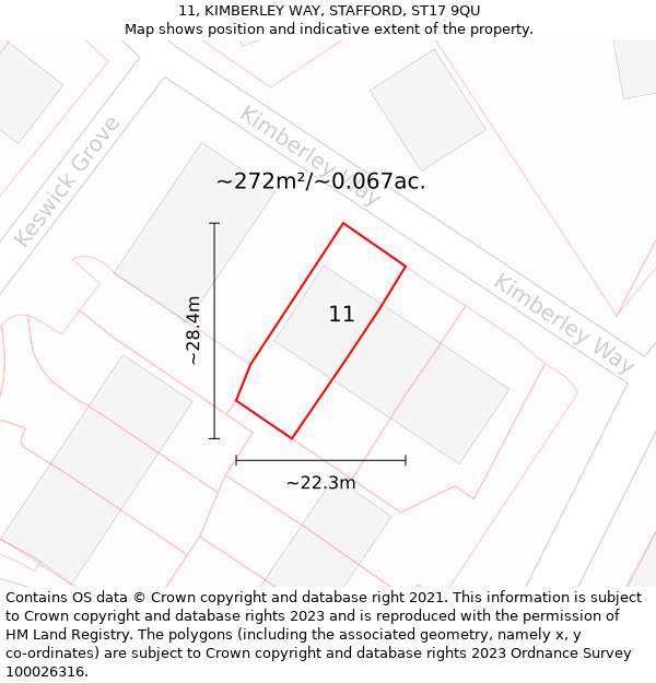 11, KIMBERLEY WAY, STAFFORD, ST17 9QU: Plot and title map
