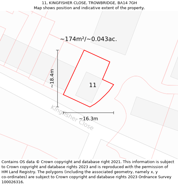 11, KINGFISHER CLOSE, TROWBRIDGE, BA14 7GH: Plot and title map