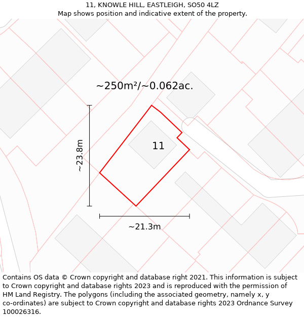 11, KNOWLE HILL, EASTLEIGH, SO50 4LZ: Plot and title map