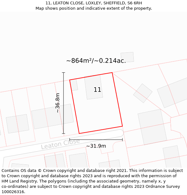 11, LEATON CLOSE, LOXLEY, SHEFFIELD, S6 6RH: Plot and title map