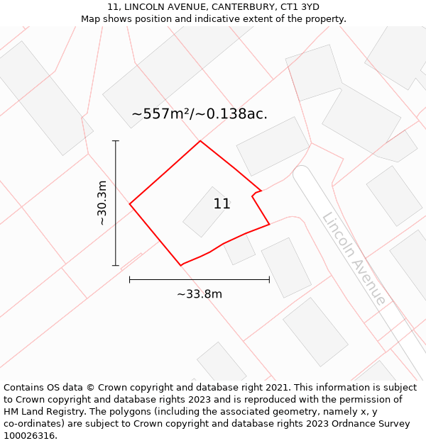 11, LINCOLN AVENUE, CANTERBURY, CT1 3YD: Plot and title map