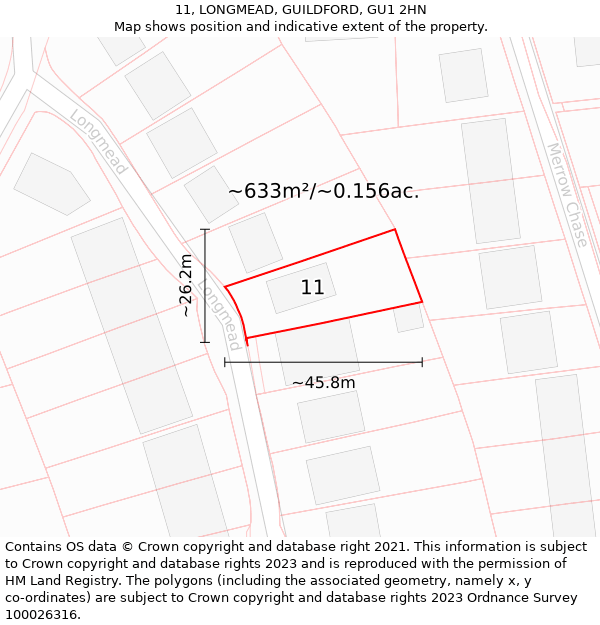 11, LONGMEAD, GUILDFORD, GU1 2HN: Plot and title map