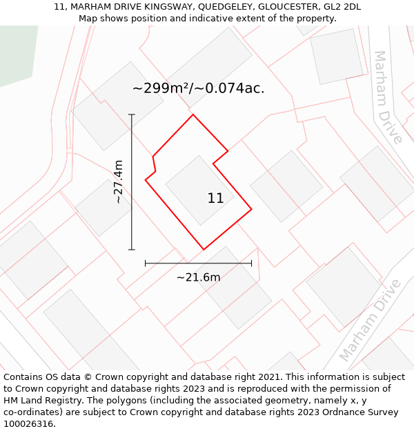 11, MARHAM DRIVE KINGSWAY, QUEDGELEY, GLOUCESTER, GL2 2DL: Plot and title map