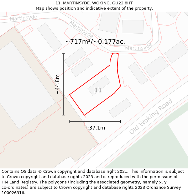 11, MARTINSYDE, WOKING, GU22 8HT: Plot and title map