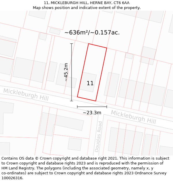 11, MICKLEBURGH HILL, HERNE BAY, CT6 6AA: Plot and title map