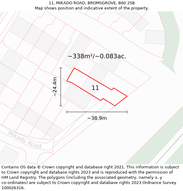 11, MIKADO ROAD, BROMSGROVE, B60 2SB: Plot and title map