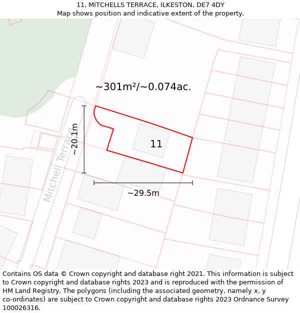 11, MITCHELLS TERRACE, ILKESTON, DE7 4DY: Plot and title map