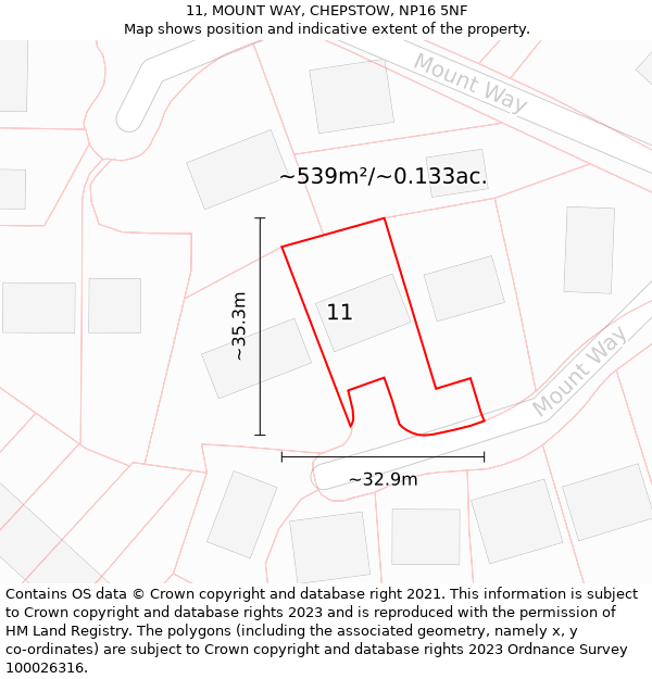 11, MOUNT WAY, CHEPSTOW, NP16 5NF: Plot and title map