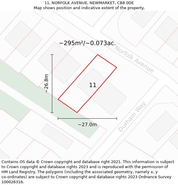 11, NORFOLK AVENUE, NEWMARKET, CB8 0DE: Plot and title map