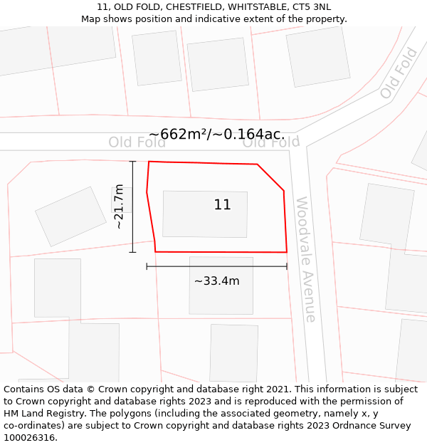 11, OLD FOLD, CHESTFIELD, WHITSTABLE, CT5 3NL: Plot and title map