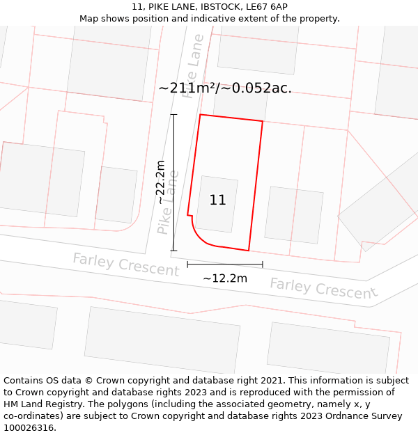 11, PIKE LANE, IBSTOCK, LE67 6AP: Plot and title map