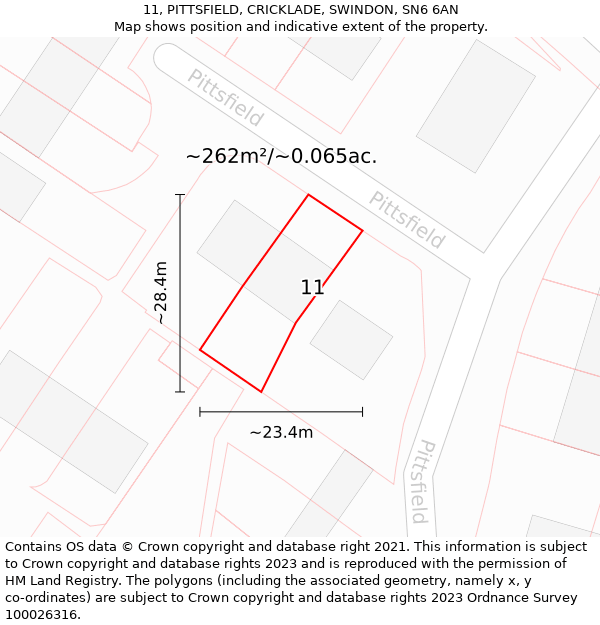 11, PITTSFIELD, CRICKLADE, SWINDON, SN6 6AN: Plot and title map