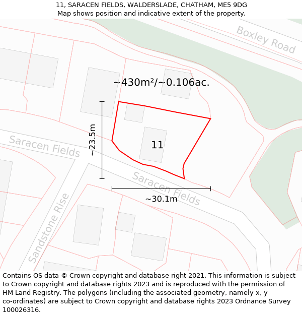 11, SARACEN FIELDS, WALDERSLADE, CHATHAM, ME5 9DG: Plot and title map