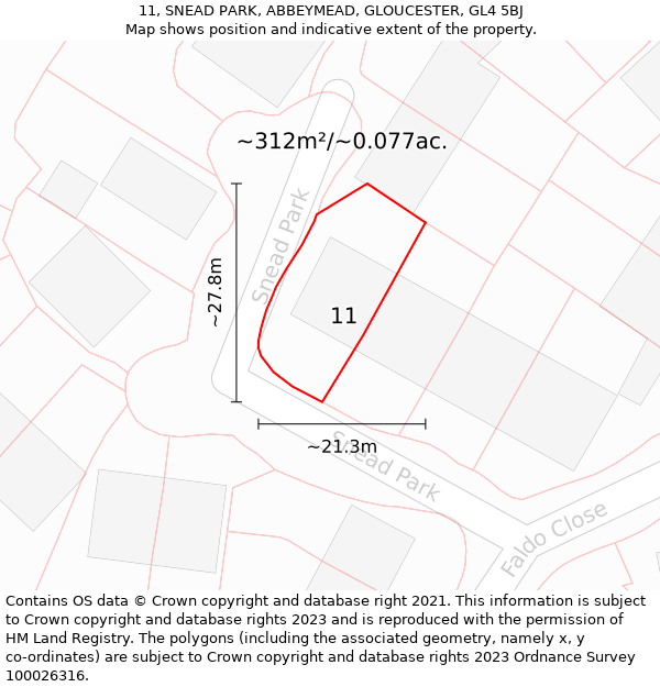 11, SNEAD PARK, ABBEYMEAD, GLOUCESTER, GL4 5BJ: Plot and title map