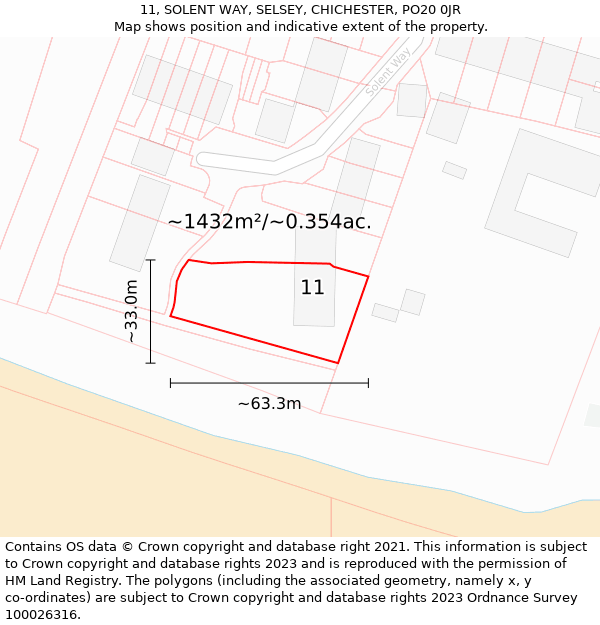 11, SOLENT WAY, SELSEY, CHICHESTER, PO20 0JR: Plot and title map