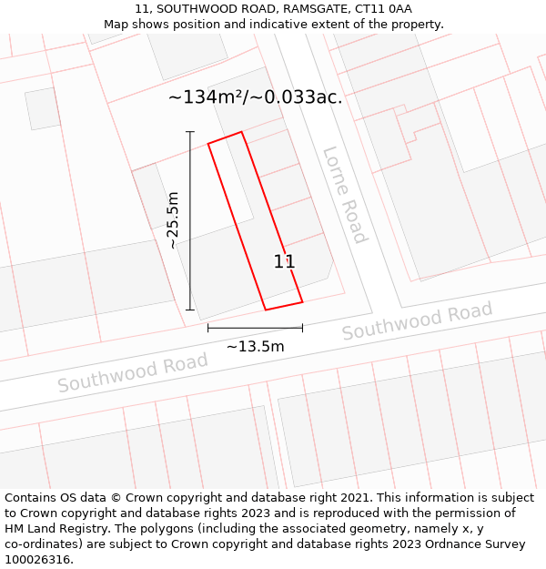 11, SOUTHWOOD ROAD, RAMSGATE, CT11 0AA: Plot and title map