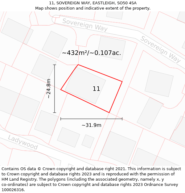 11, SOVEREIGN WAY, EASTLEIGH, SO50 4SA: Plot and title map